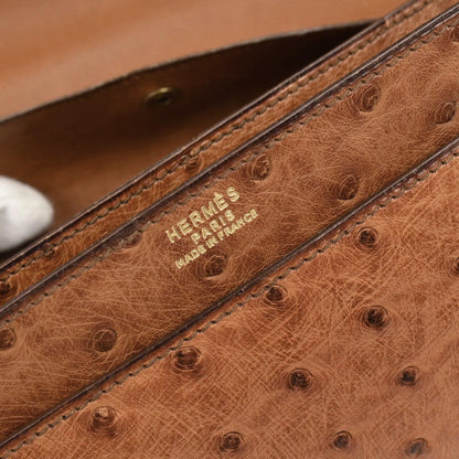 Hermes * Chestnut Ostrich Piano Handbag