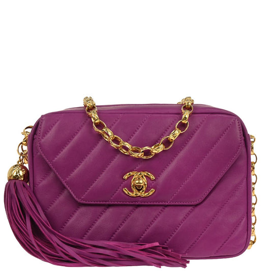 Chanel Purple Lambskin Camera Bag Mini