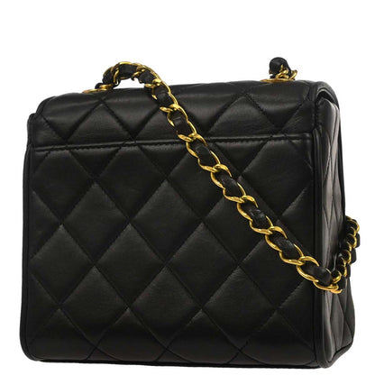 Chanel 1994-1996 Black Lambskin Straight Flap Shoulder Bag