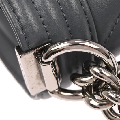 Boy Chanel 2018-2019 Gray Lambskin Chevron Small Chain Shoulder Bag