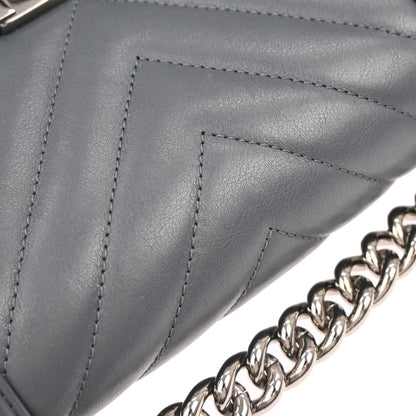 Boy Chanel 2018-2019 Gray Lambskin Chevron Small Chain Shoulder Bag