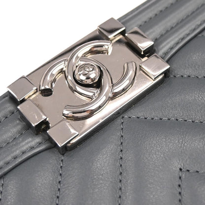 Boy Chanel 2018-2019 Gray Lambskin Chevron Small Chain Shoulder Bag