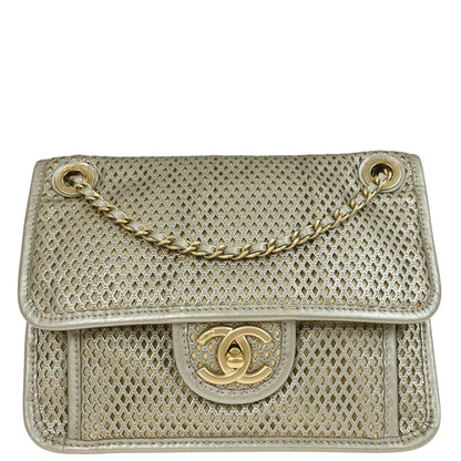Chanel 2012-2013 Gold Perforated Calfskin French Riviera Shoulder Bag