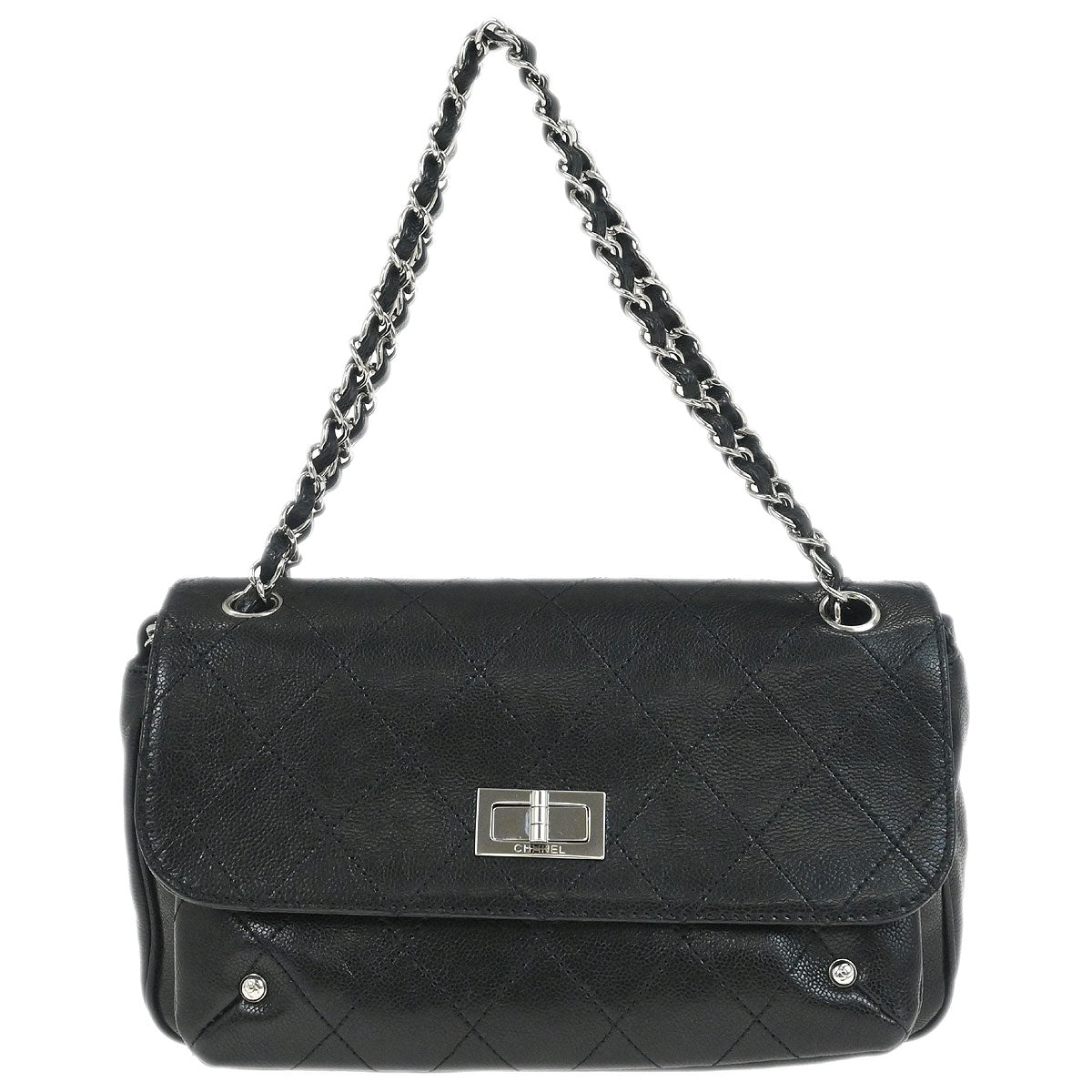 Chanel Black Caviar Skin Mademoiselle Lock Shoulder Bag