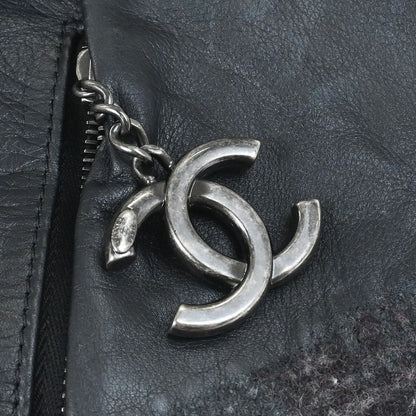 Chanel 2012-2013 Black Tweed Calfskin Coco Pleats Hobo Bag