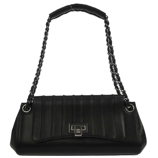Chanel 2002-2003 Black Lambskin Mademoiselle Handbag