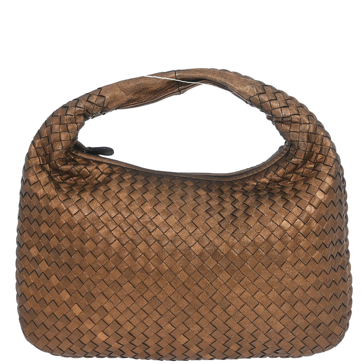 Bottega Veneta Metallic Bronze Lambskin Intrecciato Hobo Handbag