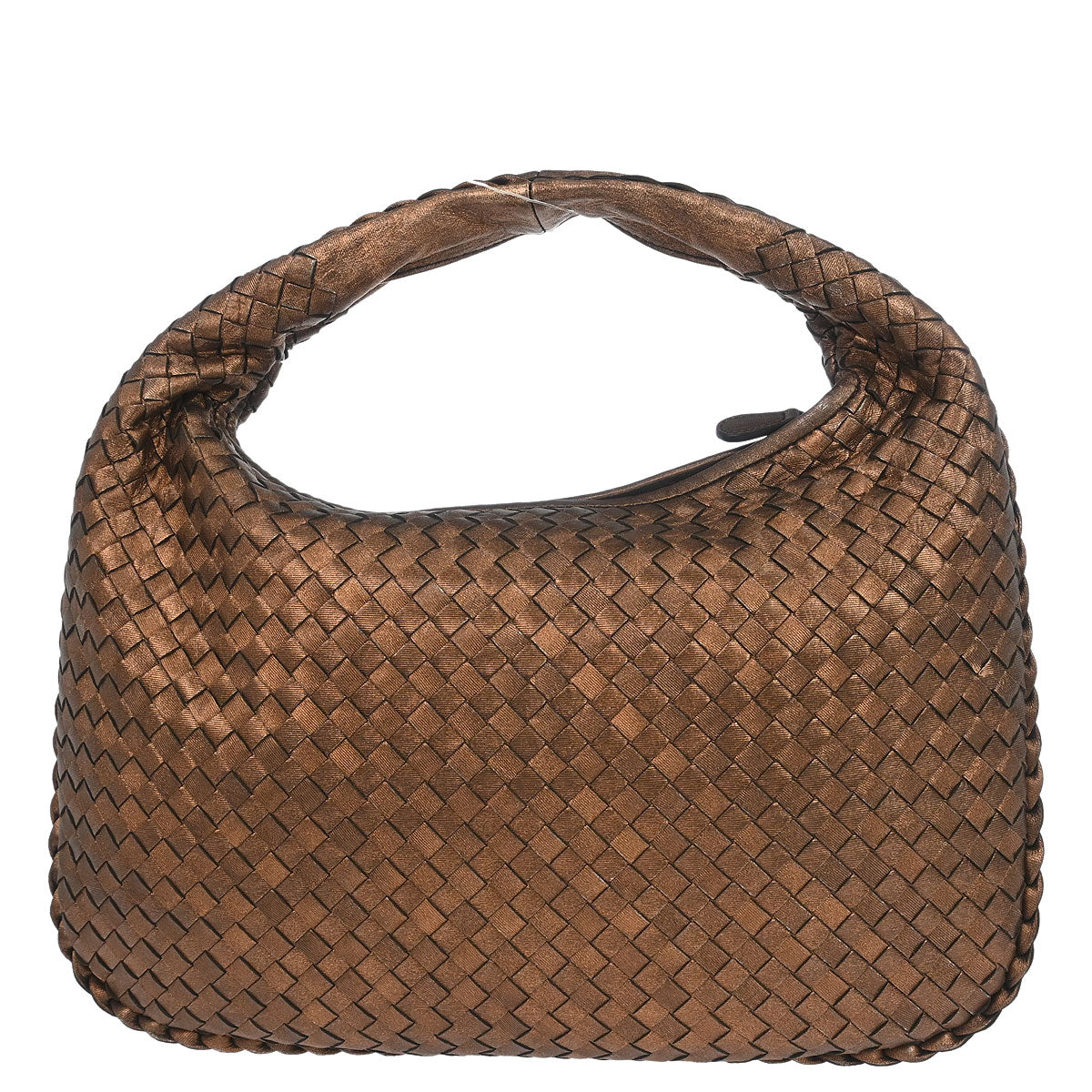 Bottega Veneta Metallic Bronze Lambskin Intrecciato Hobo Handbag