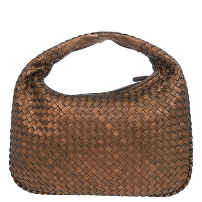 Bottega Veneta Metallic Bronze Lambskin Intrecciato Hobo Handbag
