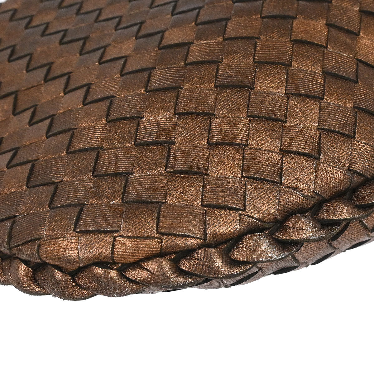 Bottega Veneta Metallic Bronze Lambskin Intrecciato Hobo Handbag