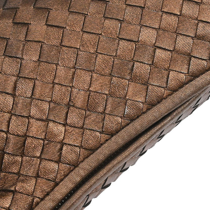 Bottega Veneta Metallic Bronze Lambskin Intrecciato Hobo Handbag