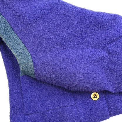 Chanel 1991 Setup Suit Denim Jacket Skirt Purple Blue #42
