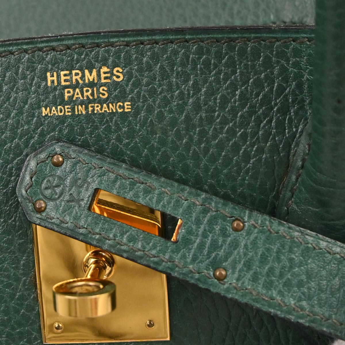 Hermes Vert Fonce Ardennes Birkin 35 Handbag