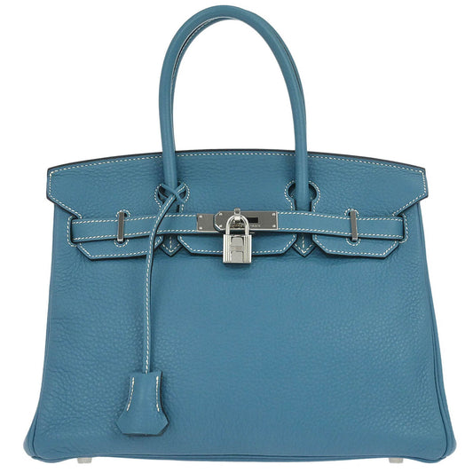 Hermes Blue Jean Taurillon Clemence Birkin 30 Handbag