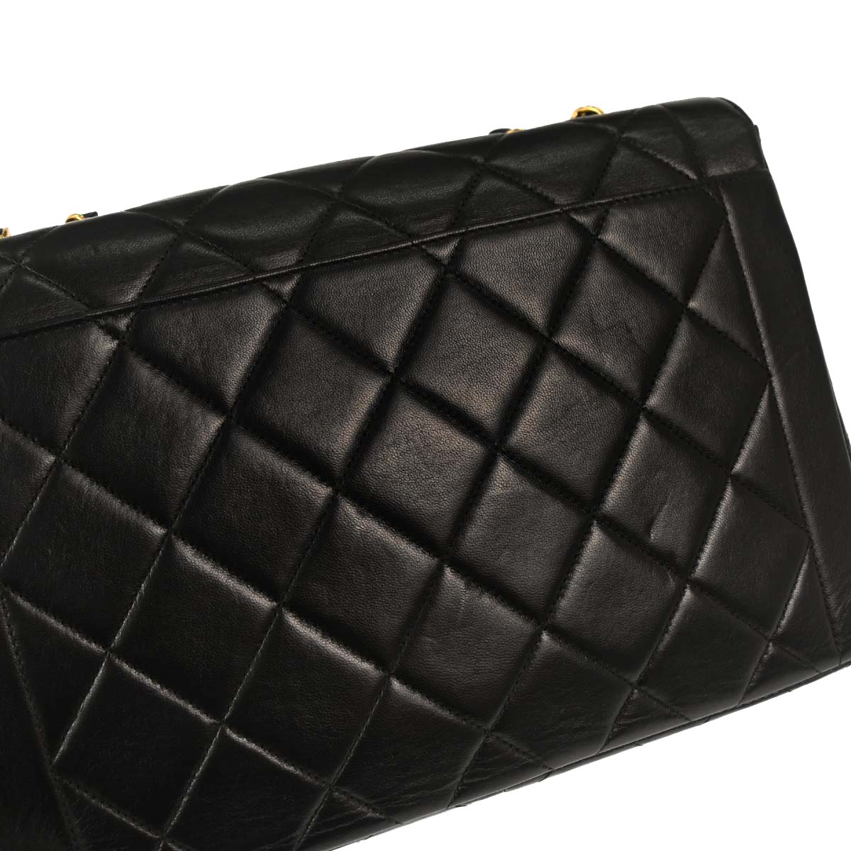 Chanel 1996-1997 Black Lambskin Medium Single Flap Shoulder Bag