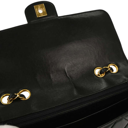 Chanel 1996-1997 Black Lambskin Medium Single Flap Shoulder Bag
