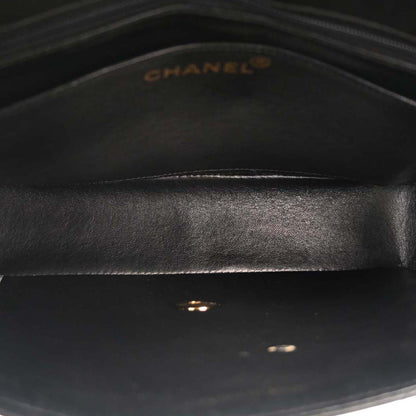 Chanel 1996-1997 Black Lambskin Medium Single Flap Shoulder Bag