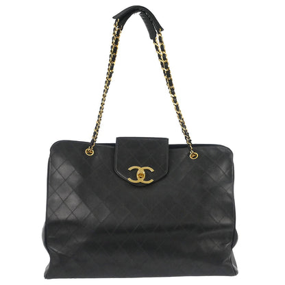 Chanel 1991-1994 Black Lambskin Bicolore Supermodel Shoulder Bag