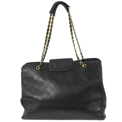 Chanel 1991-1994 Black Lambskin Bicolore Supermodel Shoulder Bag