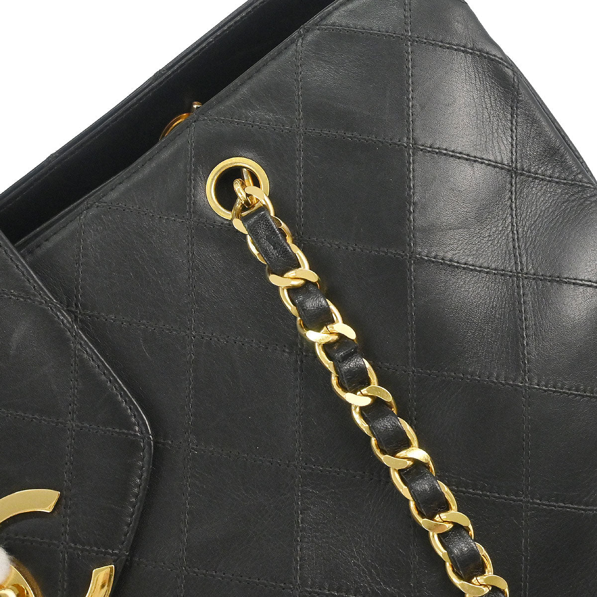Chanel 1991-1994 Black Lambskin Bicolore Supermodel Shoulder Bag