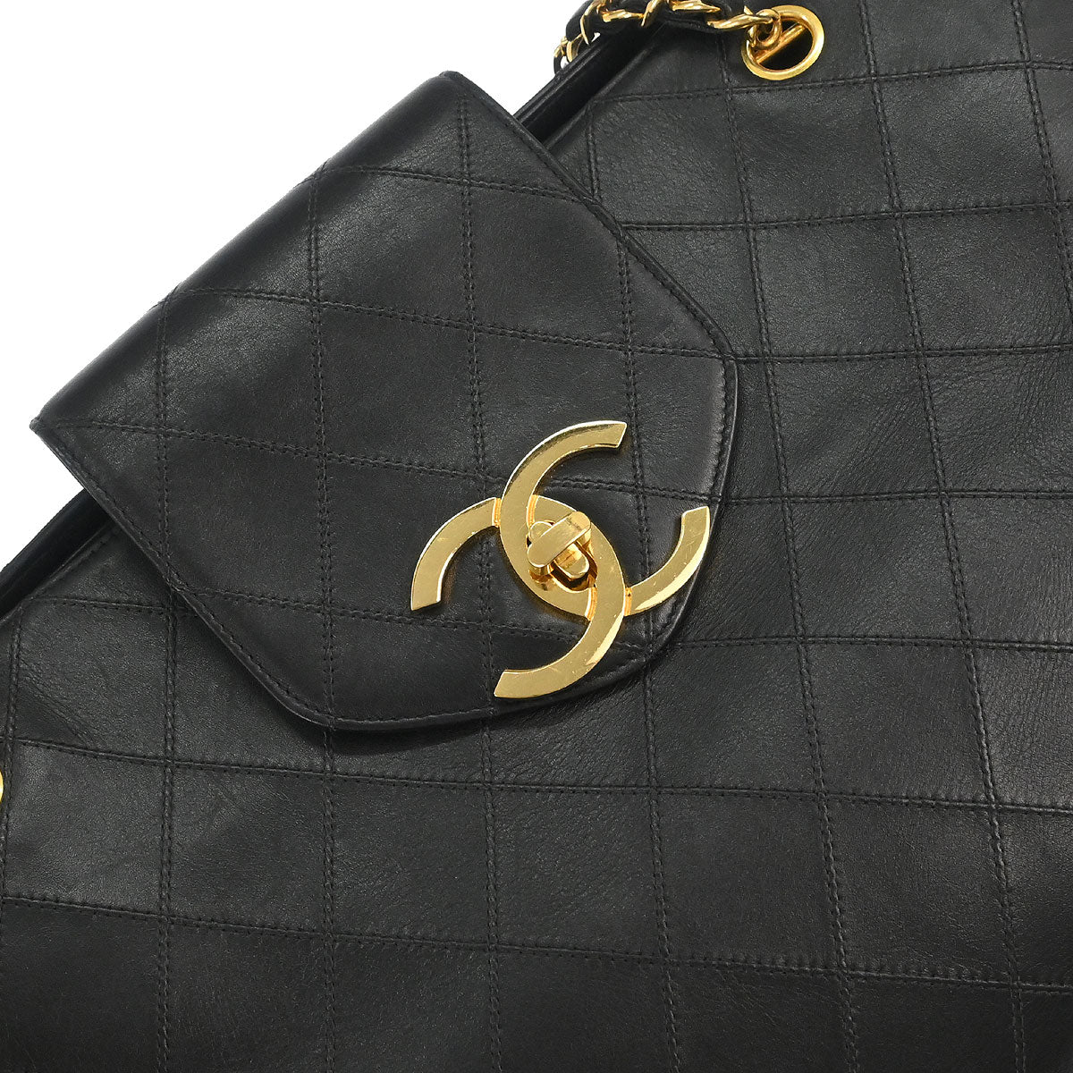 Chanel 1991-1994 Black Lambskin Bicolore Supermodel Shoulder Bag