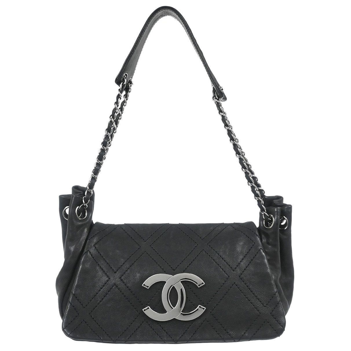 Chanel 2005-2006 Black Calfskin Accordion Flap Bag