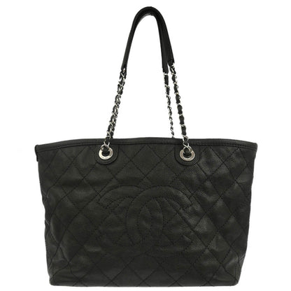 Chanel 2014-2015 Black Caviar Skin Tote Chain Handbag