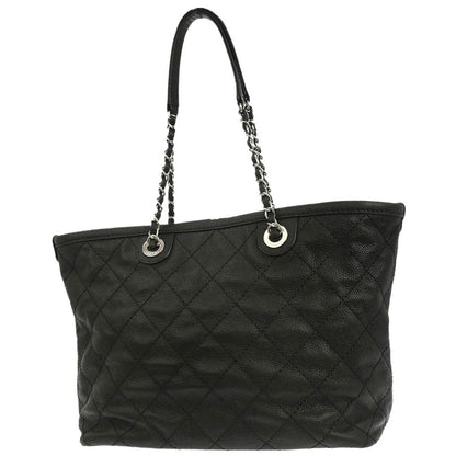Chanel 2014-2015 Black Caviar Skin Tote Chain Handbag