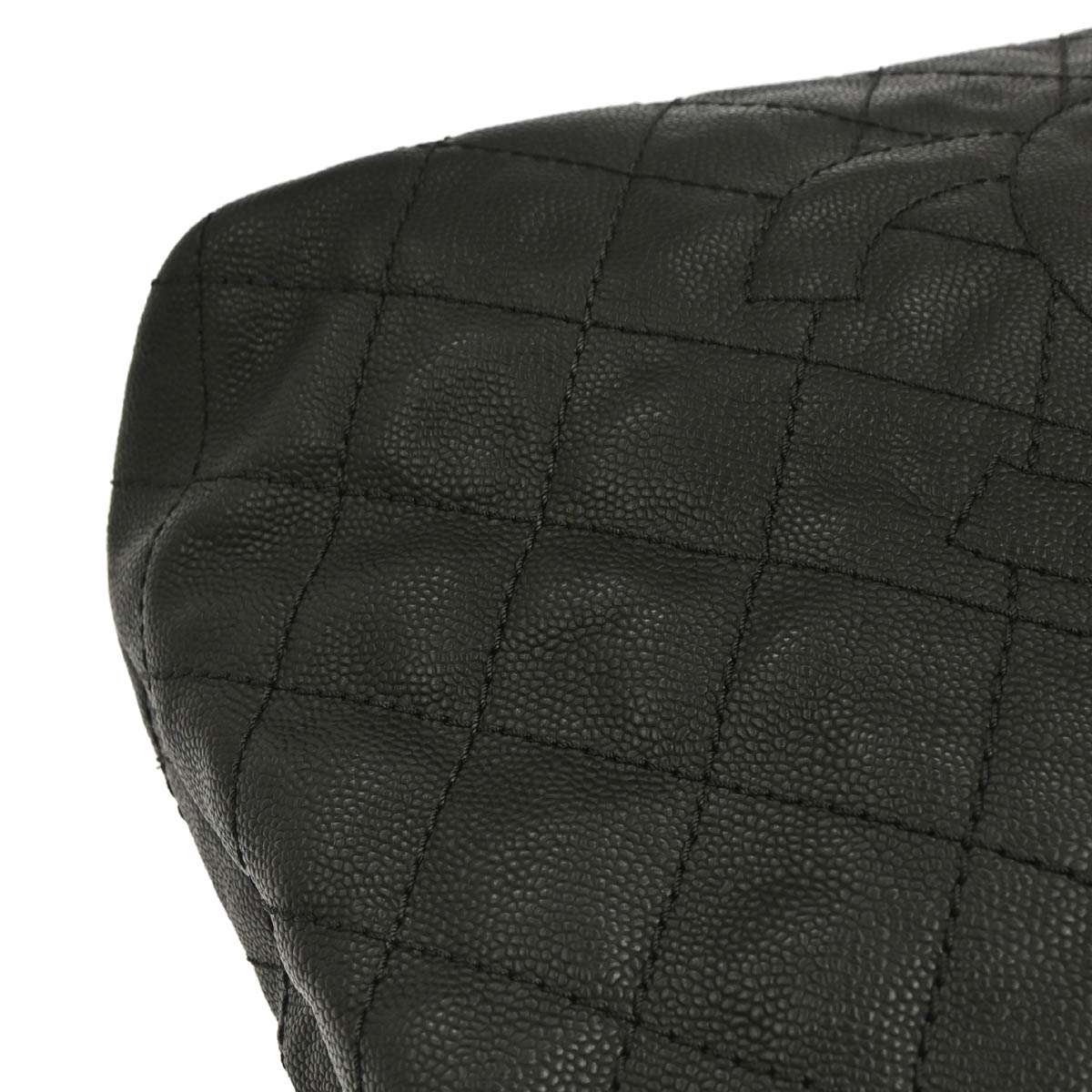 Chanel 2014-2015 Black Caviar Skin Tote Chain Handbag