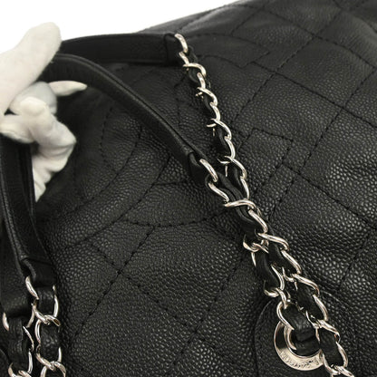 Chanel 2014-2015 Black Caviar Skin Tote Chain Handbag
