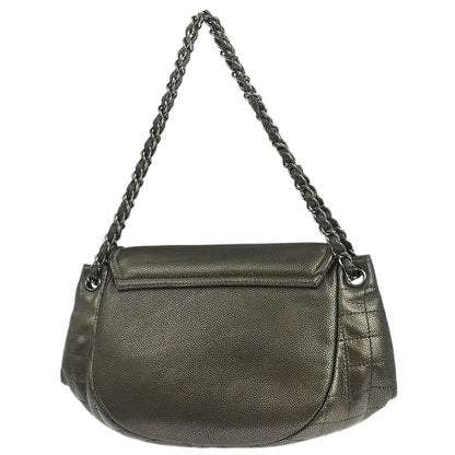 Chanel 2010-2011 Metallic Gold Caviar Skin Half Moon Flap Shoulder Bag
