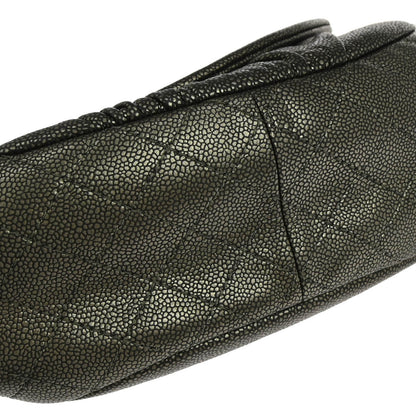 Chanel 2010-2011 Metallic Gold Caviar Skin Half Moon Flap Shoulder Bag