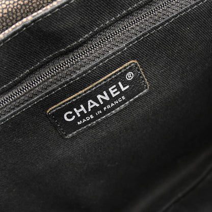 Chanel 2010-2011 Metallic Gold Caviar Skin Half Moon Flap Shoulder Bag