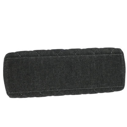 Chanel 1997-1999 Black Denim Chain Tote Handbag