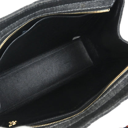 Chanel 1997-1999 Black Denim Chain Tote Handbag