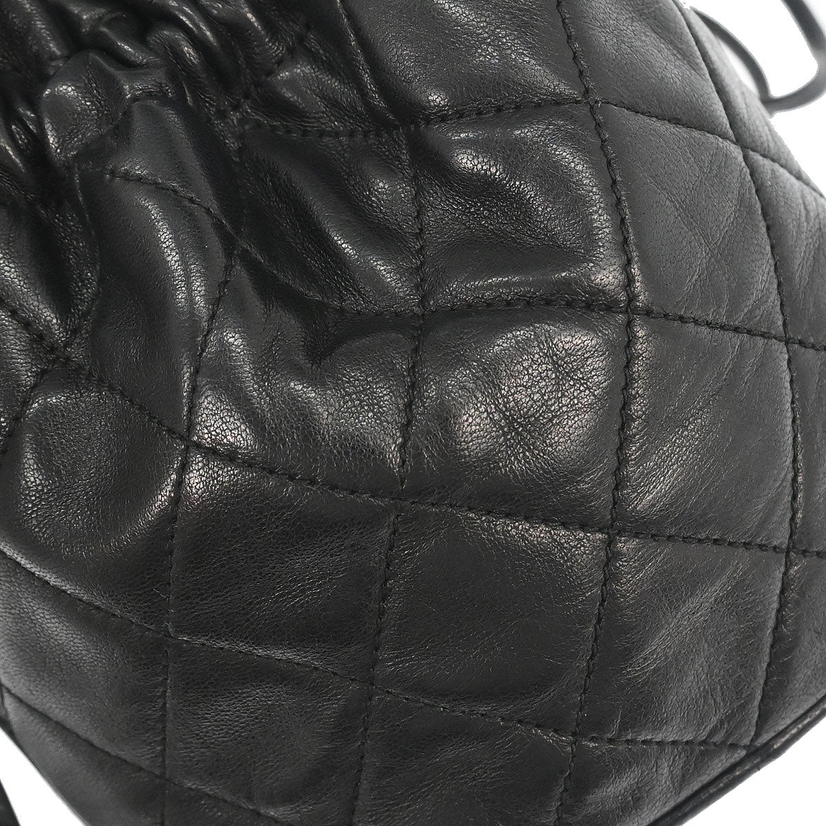 Chanel 1989-1991 Black Lambskin Bucket Tassel Drawstring Shoulder Bag