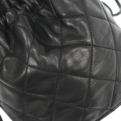 Chanel 1989-1991 Black Lambskin Bucket Tassel Drawstring Shoulder Bag