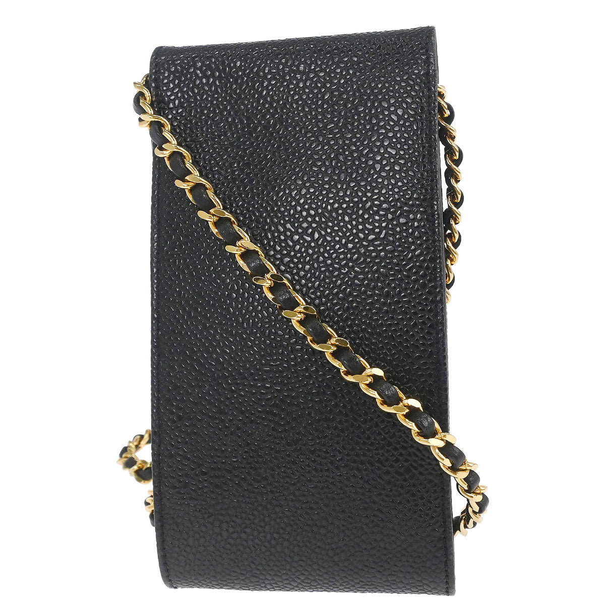 Chanel Black Caviar Skin Chain Shoulder Bag Pochette Phone Case
