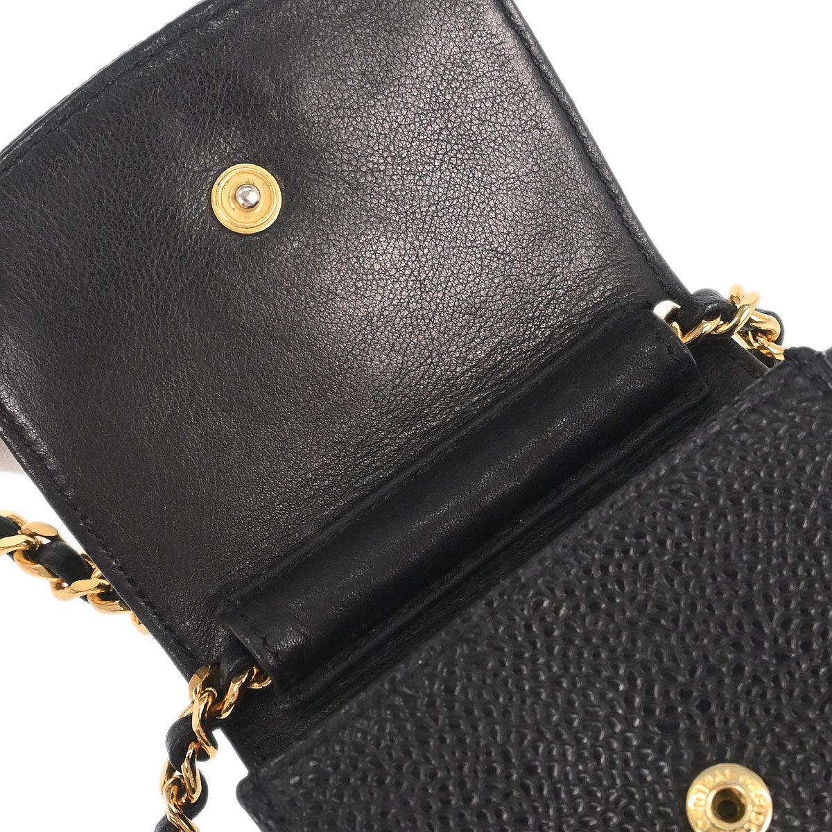 Chanel Black Caviar Skin Chain Shoulder Bag Pochette Phone Case