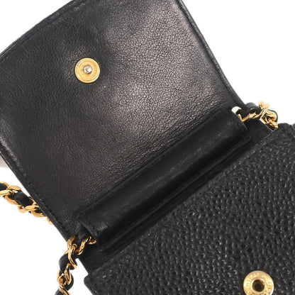 Chanel Black Caviar Skin Chain Shoulder Bag Pochette Phone Case
