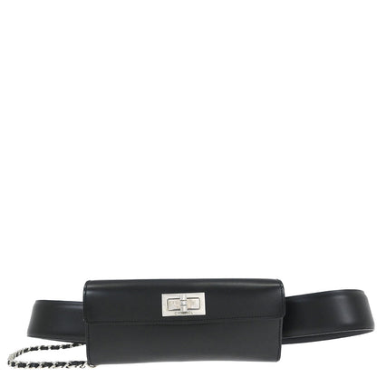 Chanel Black Calfskin Mademoiselle Lock Belt Waist Bum Bag #80/32