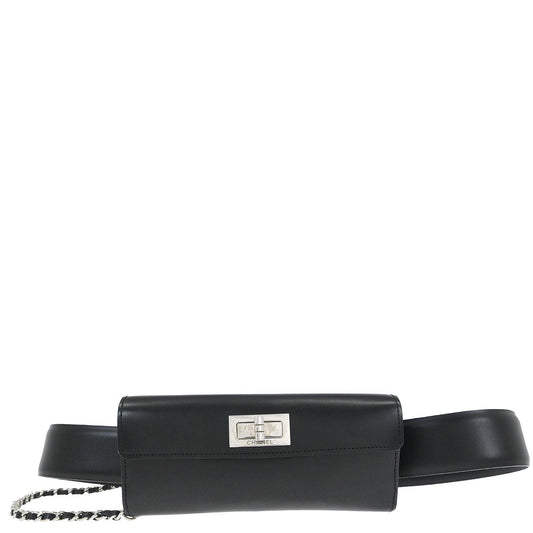 Chanel Black Calfskin Mademoiselle Lock Belt Waist Bum Bag #80/32