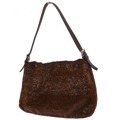 Fendi Brown Beads Mamma Baguette Handbag