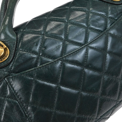 Chanel 2014 Green Calfskin Castle Rock Top Handle 2way Shoulder Handbag