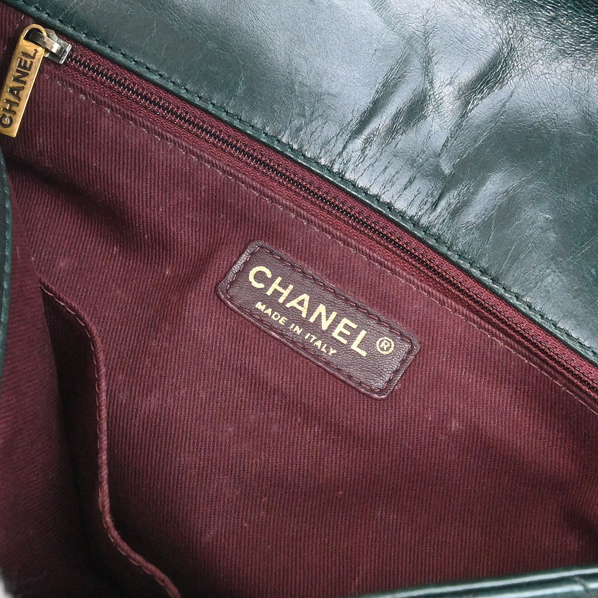 Chanel 2014 Green Calfskin Castle Rock Top Handle 2way Shoulder Handbag