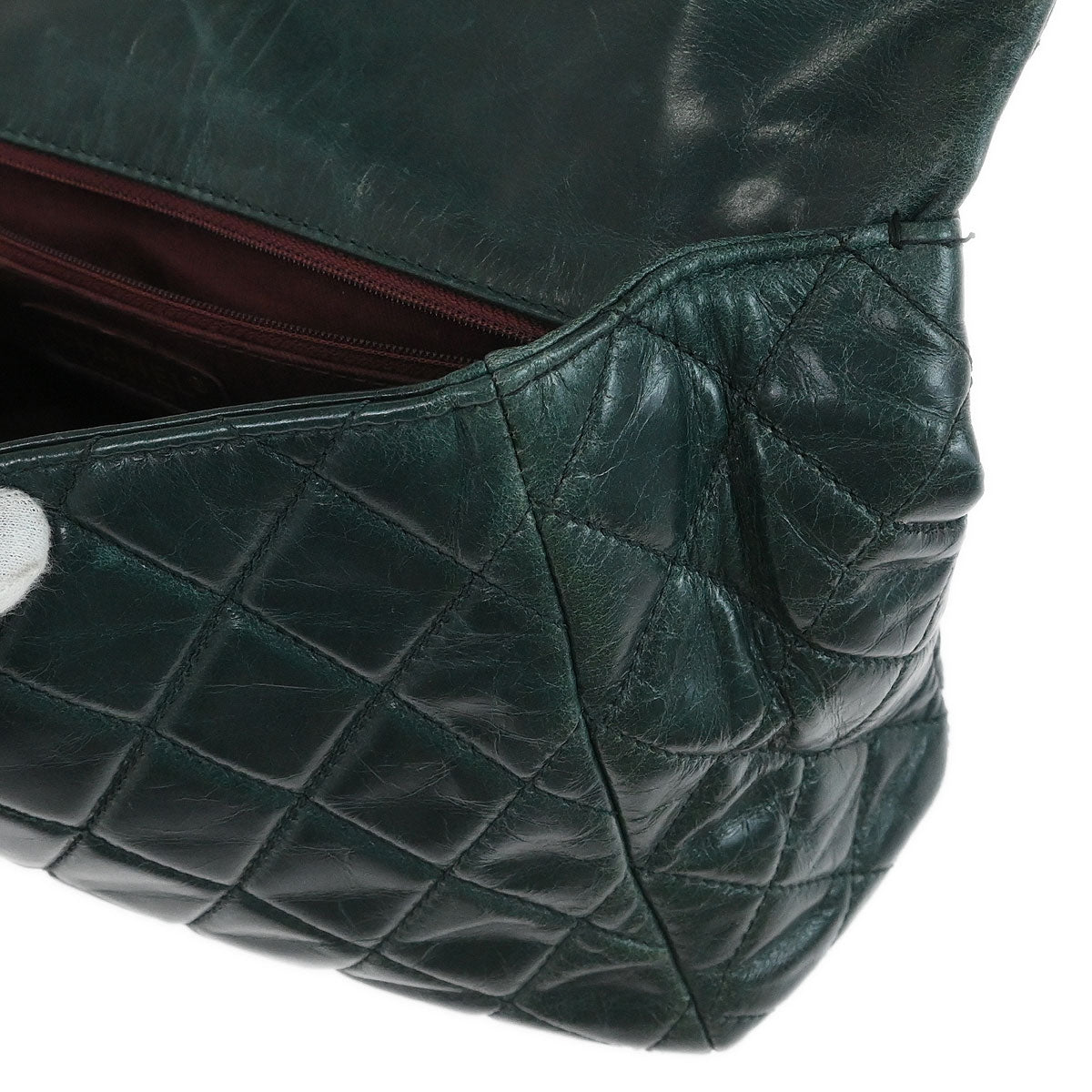 Chanel 2014 Green Calfskin Castle Rock Top Handle 2way Shoulder Handbag