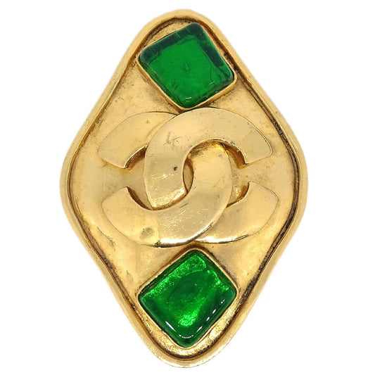 Chanel Rhombus Brooch Pin Gold Gripoix 95P