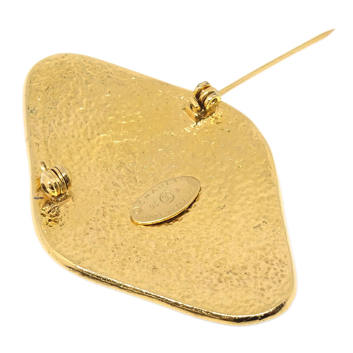 Chanel Rhombus Brooch Pin Gold Gripoix 95P