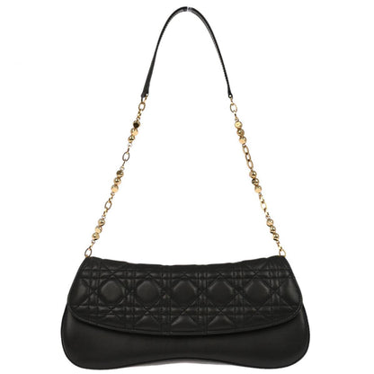 Christian Dior Black Lambskin Cannage Evening Baguette Handbag