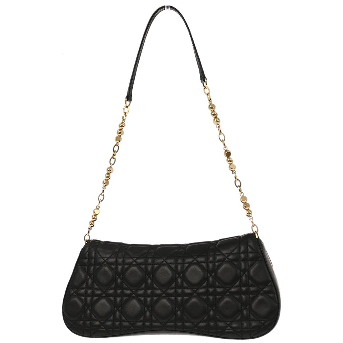 Christian Dior Black Lambskin Cannage Evening Baguette Handbag